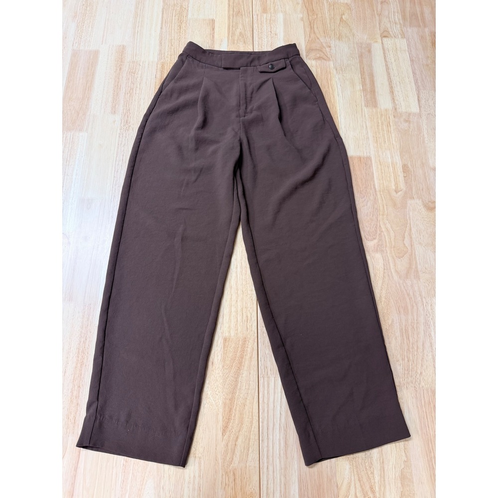 Madewell High-Rise Rosedale Straight Pant Brown Pleated Trousers Size 0